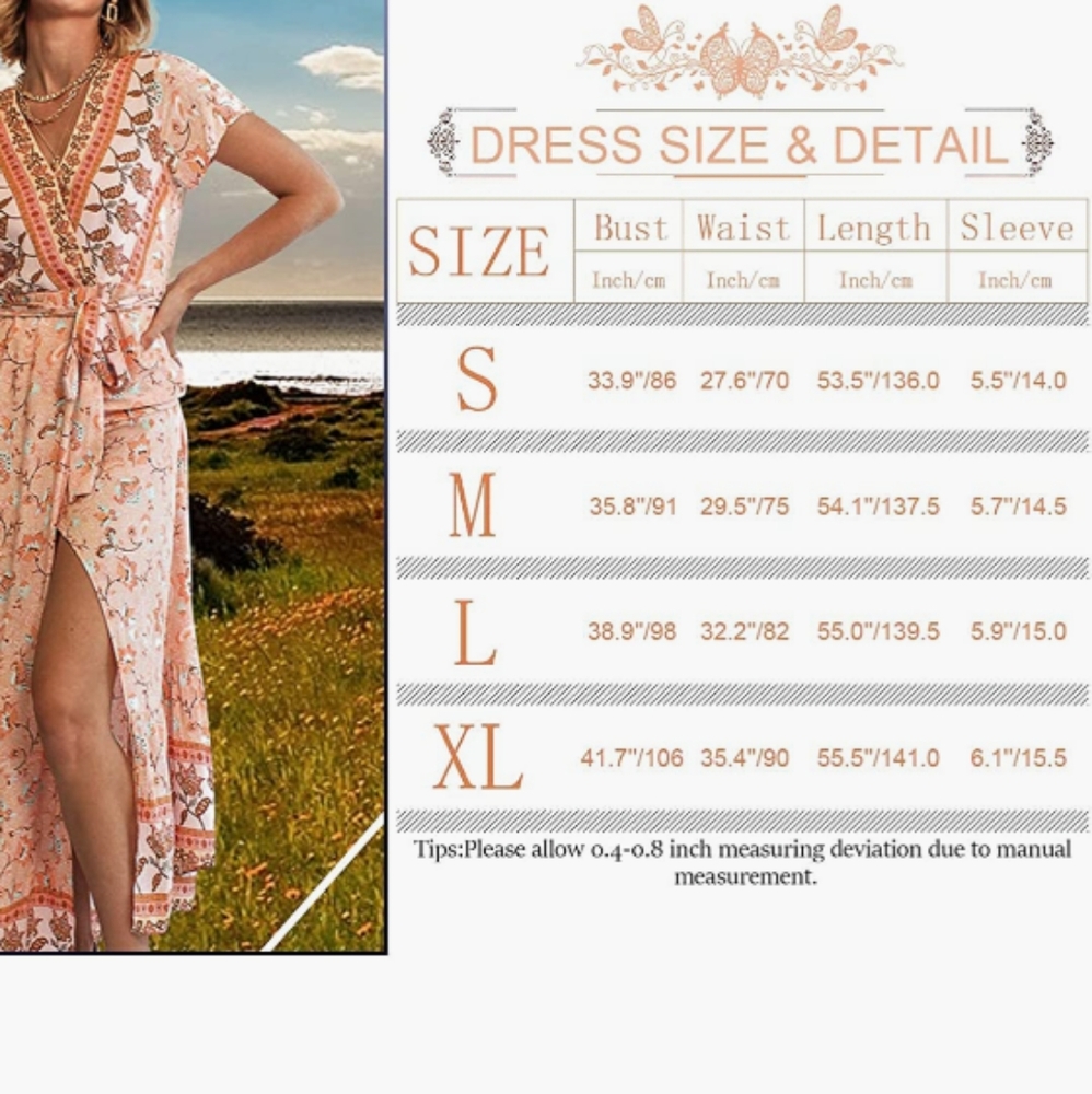 ⭐🆕 Boho gypsy floral wrap maxi dress - Picture 6 of 6